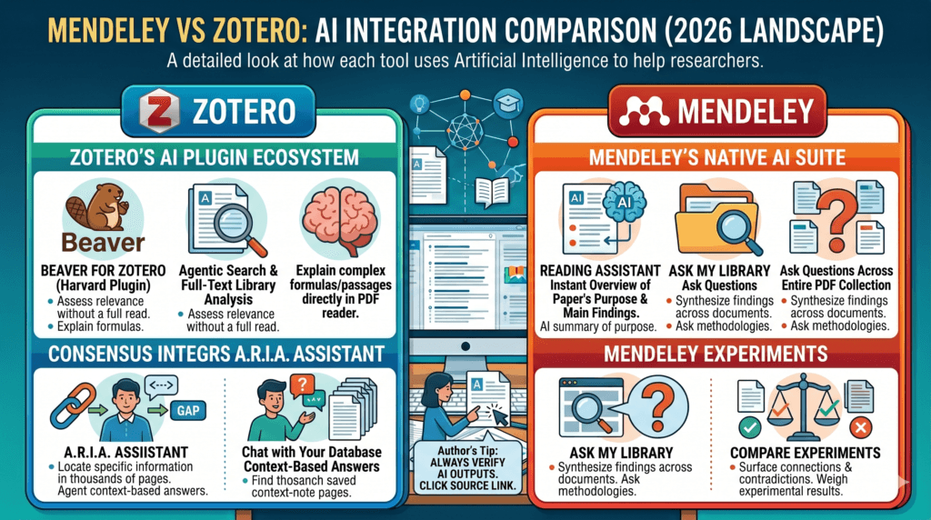 Mendeley vs Zotero Comparison AI Integration