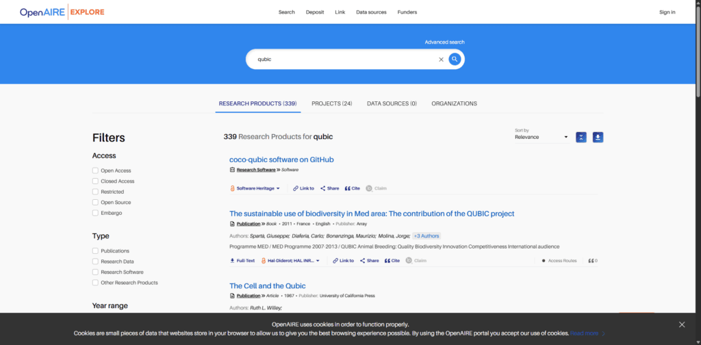 OpenAIRE interface for EU-funded open research