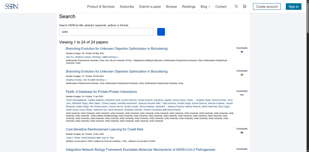 SSRN interface for social science and law preprints