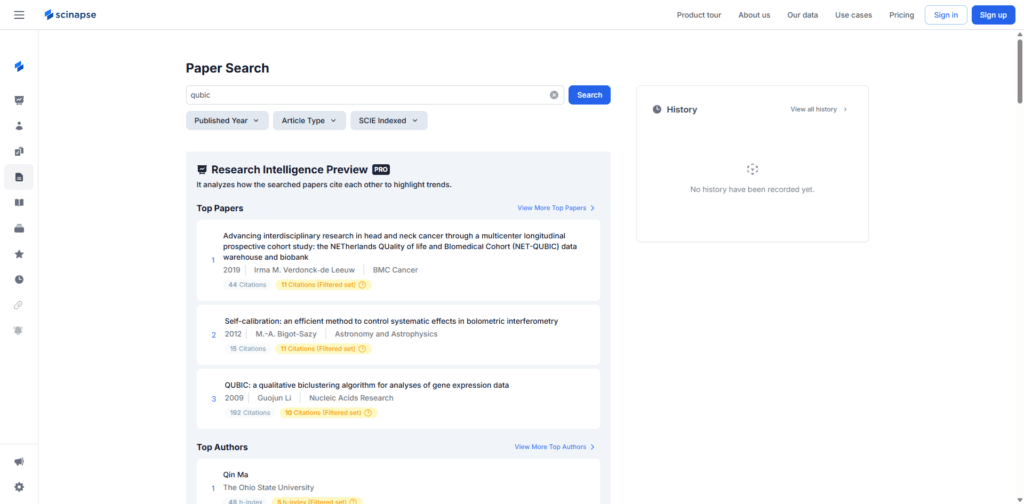 Scinapse AI search results as a Google Scholar alternative