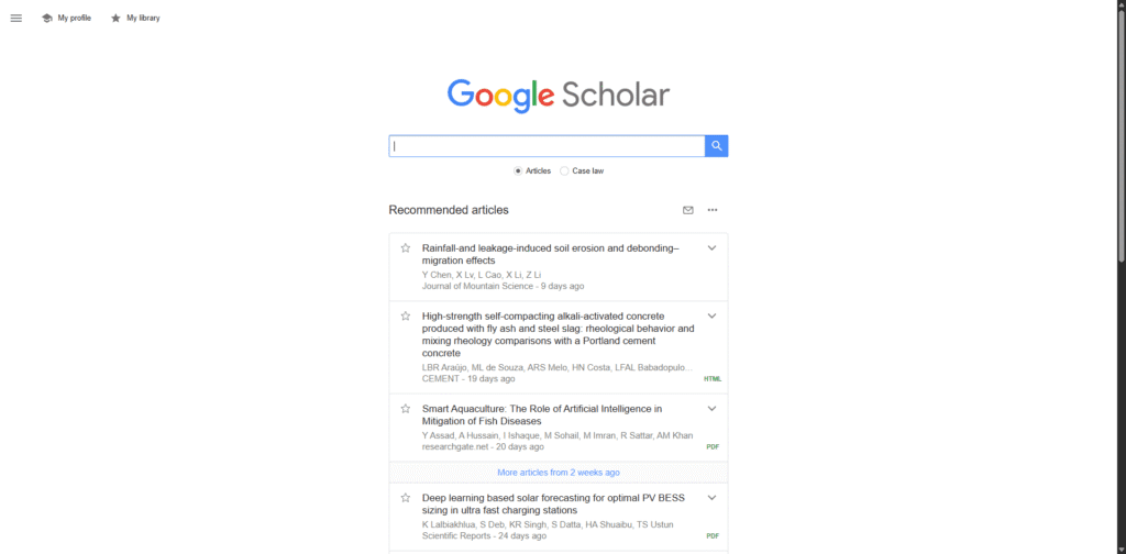 Google Scholar interface showing results and citation features