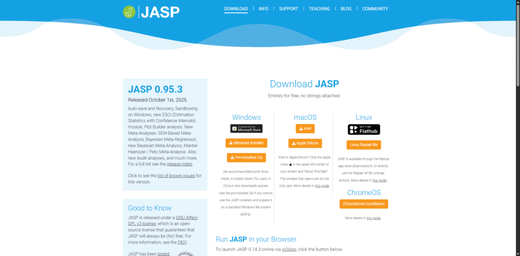 Jasp - free spss alternative