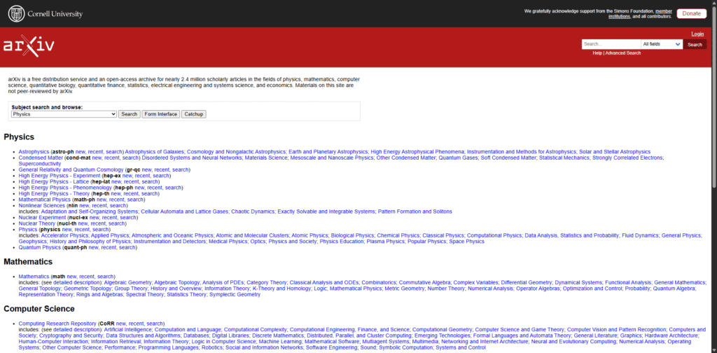 arXiv-Free Online Databases for Research