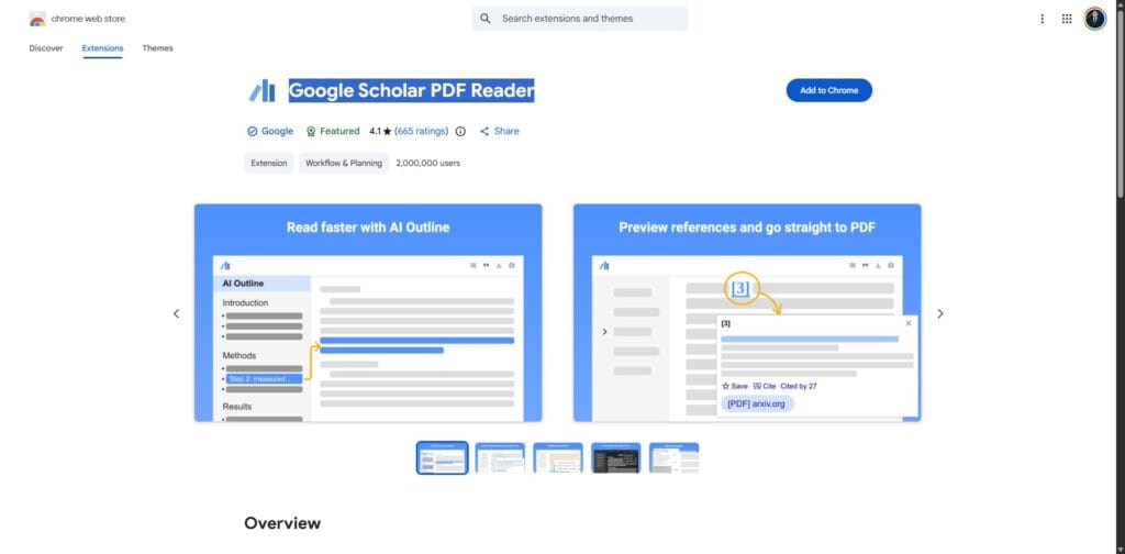 Google Scholar PDF Reader Chrome Extension